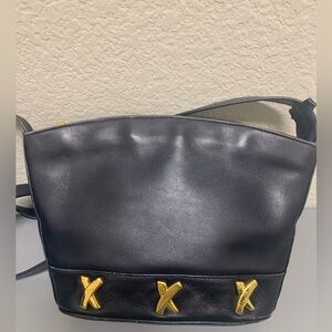 Paloma Picasso Navy Leather Crossbody Shoulder Bag